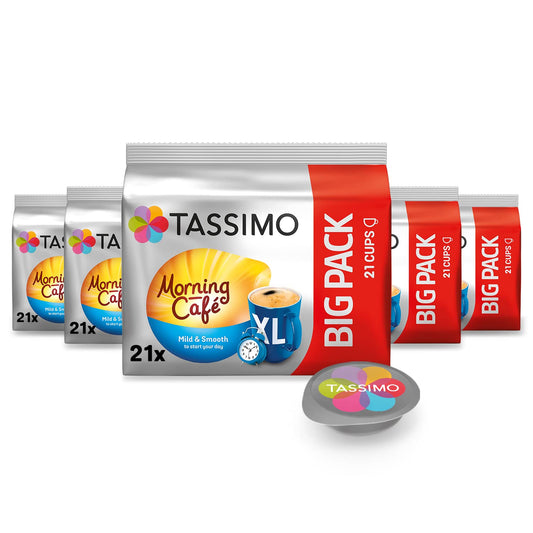 Tassimo Morning Café XL Mild & Smooth Capsules, 105 Coffee Capsules, Pack of 5, 5 x 21 Drinks