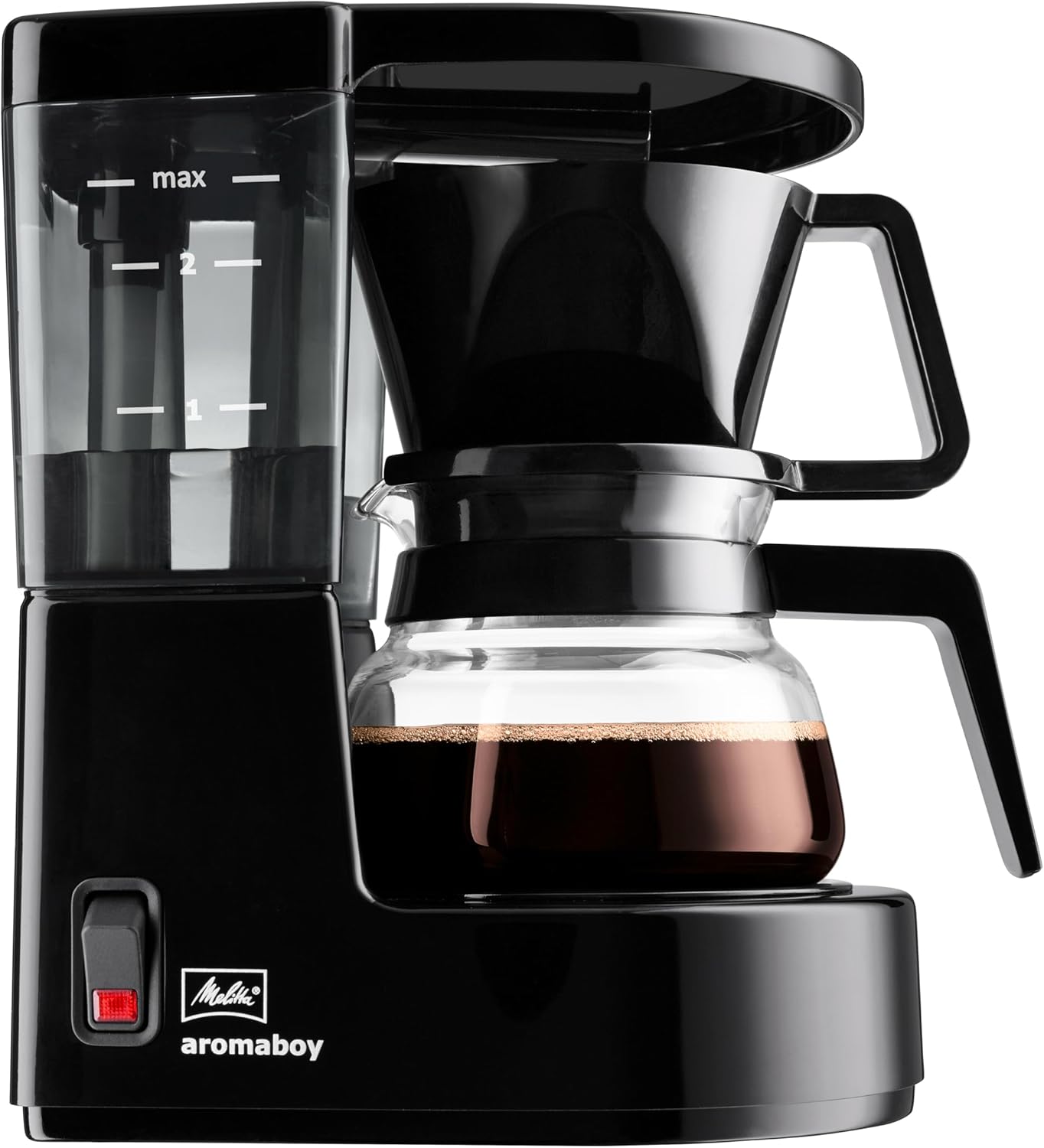 Melitta Aromaboy – kleine Filterkaffeemaschine mit Glaskanne, für bis zu 2 Tassen Kaffee, in Schwarz