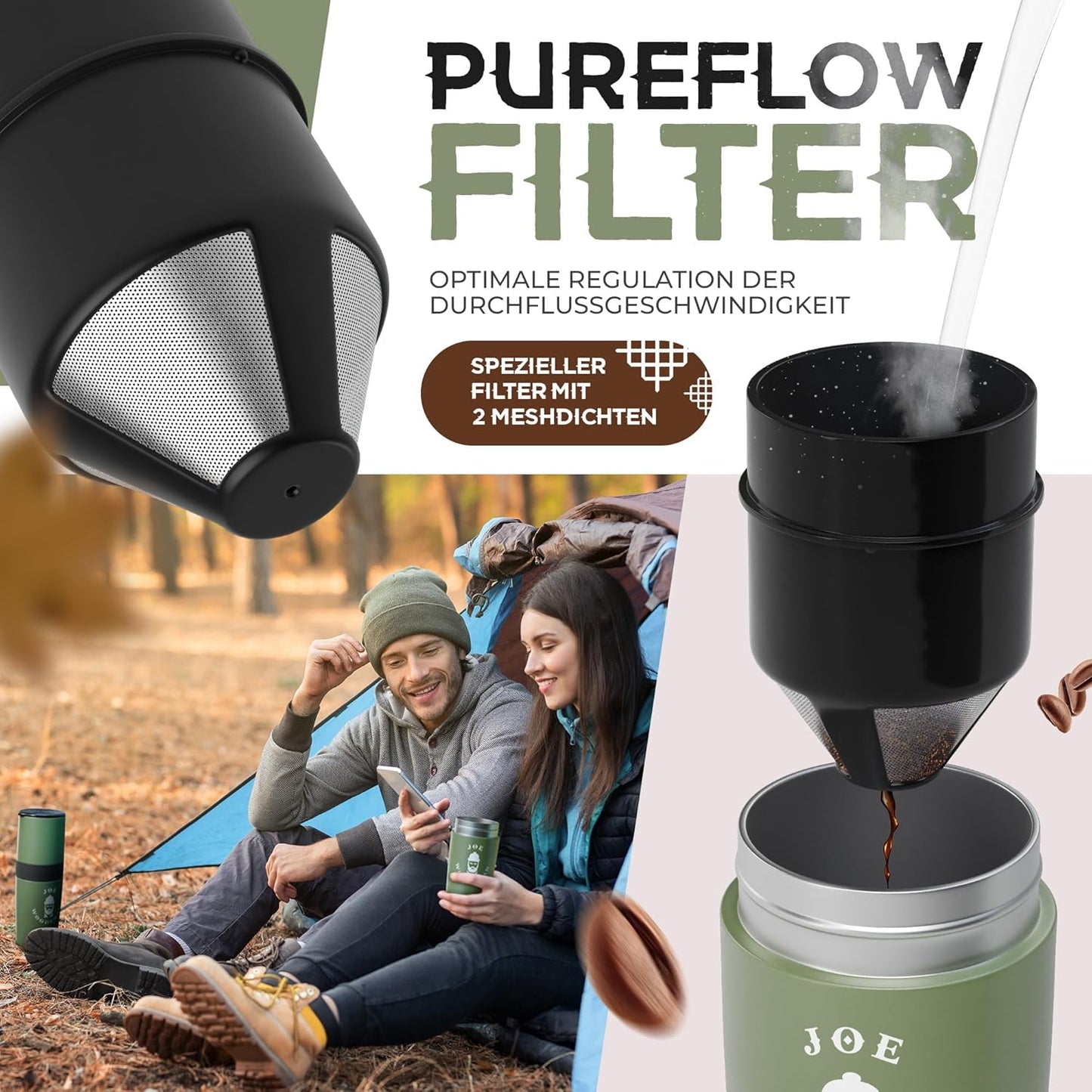 Joe WOODSMAN Travel Coffee Machine - All-in-One Mug and Coffee Machine for Hiking, Trekking, Camping and Festivals - Discover Now!