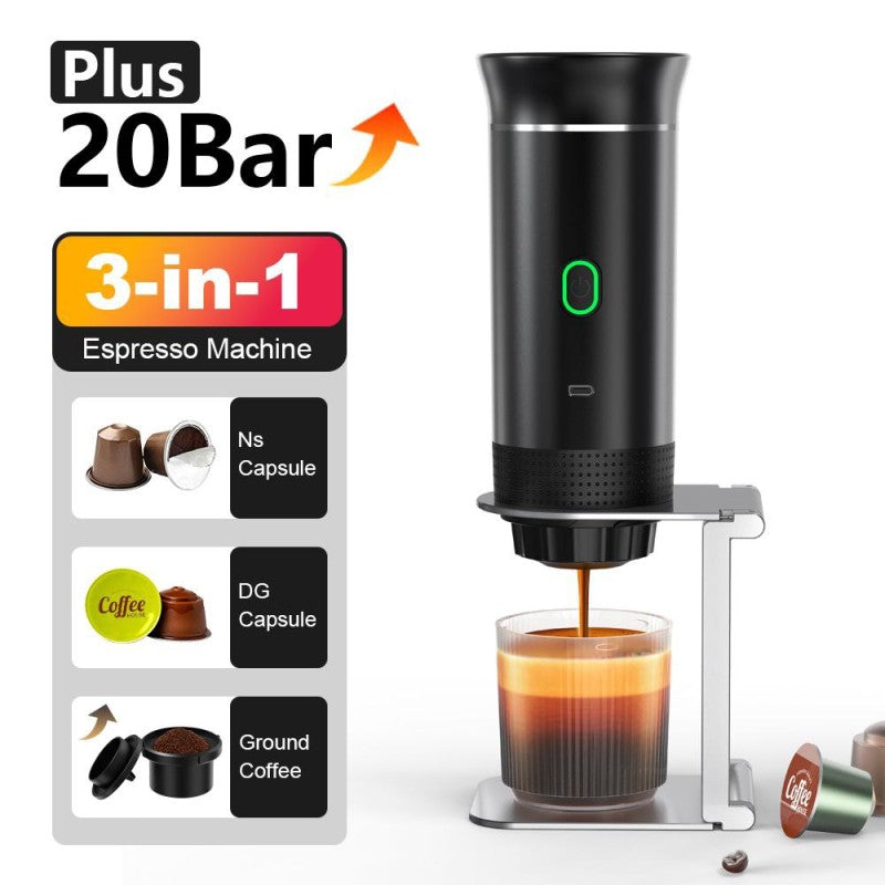 Planet Tech 3'ü 1 Arada Kablosuz Taşınabilir Kahve Makinesi, 20 Bar, Nespresso Kapsülleriyle Uyumlu, Dolce Gusto, Çekilmiş Kahve,
