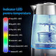 KD Home® SteamMate elektrikli su ısıtıcısı, çay demleme aparatı, 1,7 l kapasite, maksimum güç 2500 W, dijital panel, ayarlanabilir sıcaklık, hızlı kaynatma, ayrı kapak, otomatik kapanma, taşma koruması, "Sıcak tutma" fonksiyonu