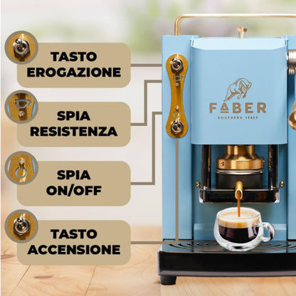 Faber Pro Deluxe Mavi 500W Espresso Kahve Makinesi - ESE Kapsül Uyumlu