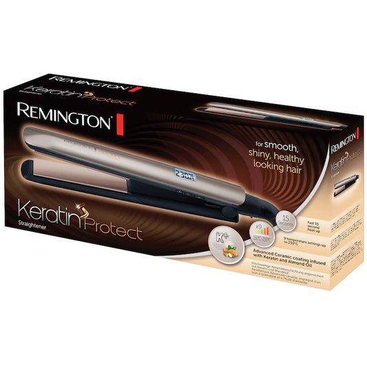 Remington S8540 Keratin Protect Saç Düzleştirici, Seramik Plakalar, 9 Sıcaklık Ayarı, 150°C - 230°C, LCD Ekran, Bronz/Siyah