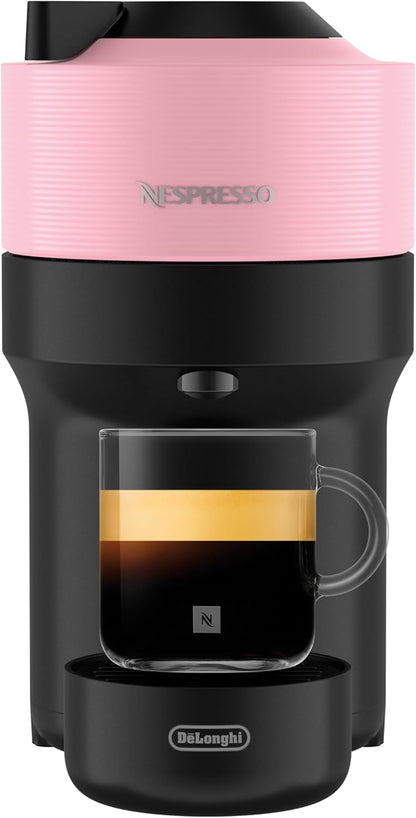 Nespresso De'Longhi Vertuo Pop ENV90.P Capsule Coffee Machine, Cold Brew Function, 4 Cup Sizes, Bluetooth & Wi-Fi Connectivity, 1 Cup Coffee Machine with Welcome Pack, Pink