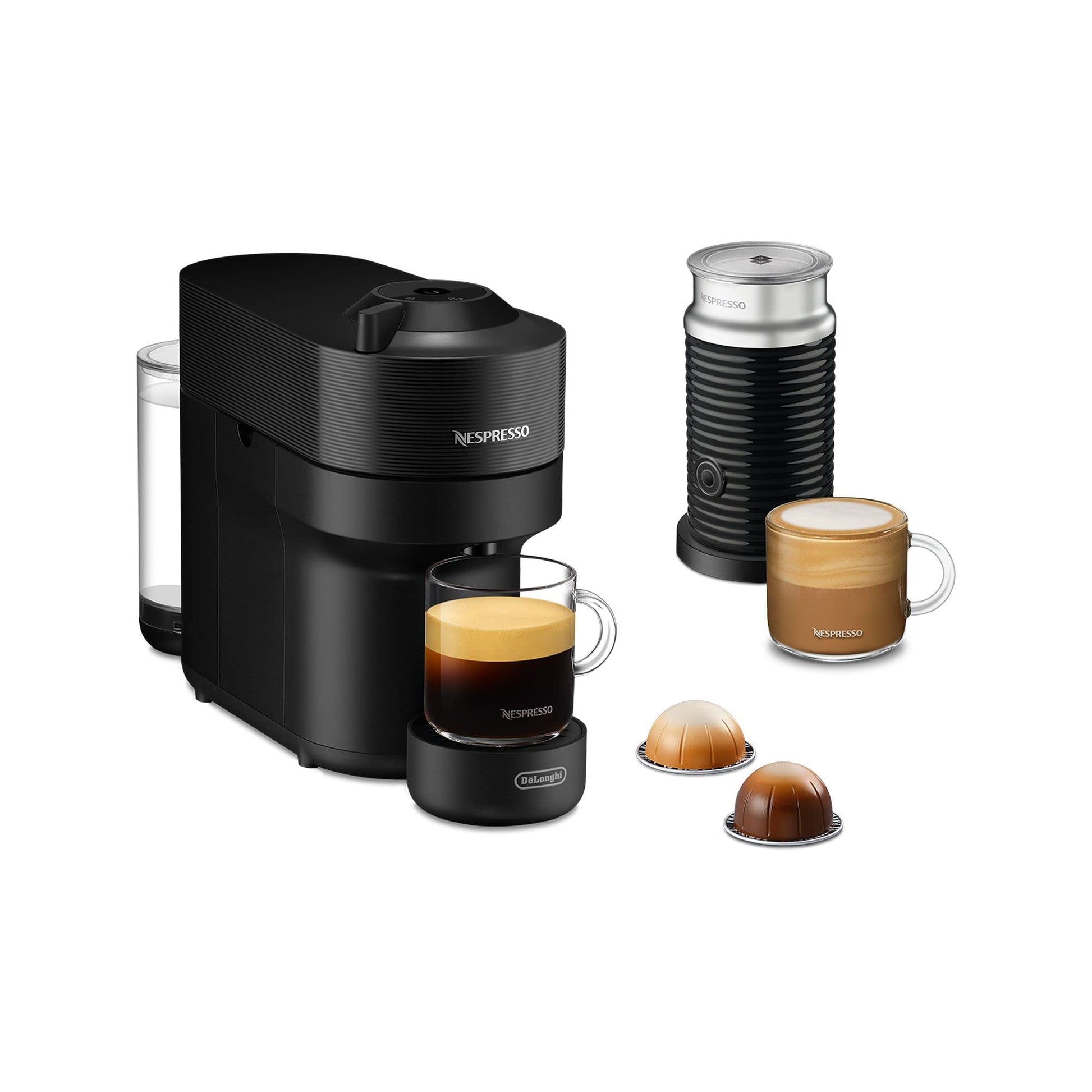Nespresso De'Longhi Vertuo Pop ENV90.P Capsule Coffee Machine, Cold Brew Function, 4 Cup Sizes, Bluetooth & Wi-Fi Connectivity, 1 Cup Coffee Machine with Welcome Pack, Pink