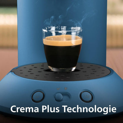 Philips Senseo Original Plus Coffee Pad Machine, Coffee Strength Selection, Coffee Boost Technology, Recycled Plastic, Blue Pavone (CSA210/00)