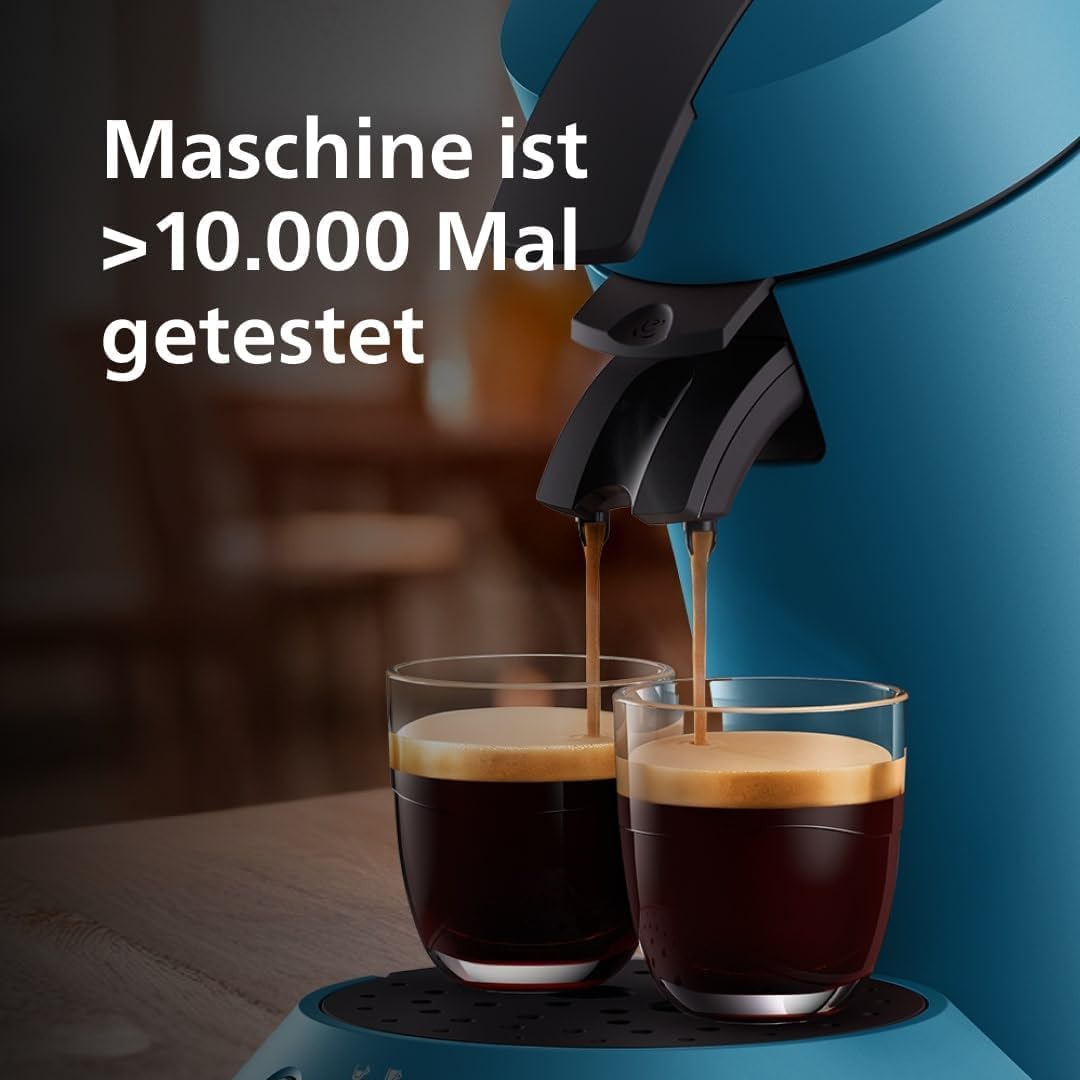 Philips Senseo Original Plus Coffee Pad Machine, Coffee Strength Selection, Coffee Boost Technology, Recycled Plastic, Blue Pavone (CSA210/00)