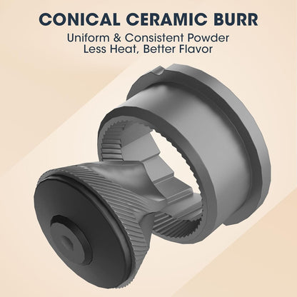 First Rechargeable Coffee Grinder with Grinding Function During Charging, 1.7X Faster Grinding Capacity with 38 External Adjustment Options, Ceramic Grinder & 2000 mAh Battery, Portable for Travel