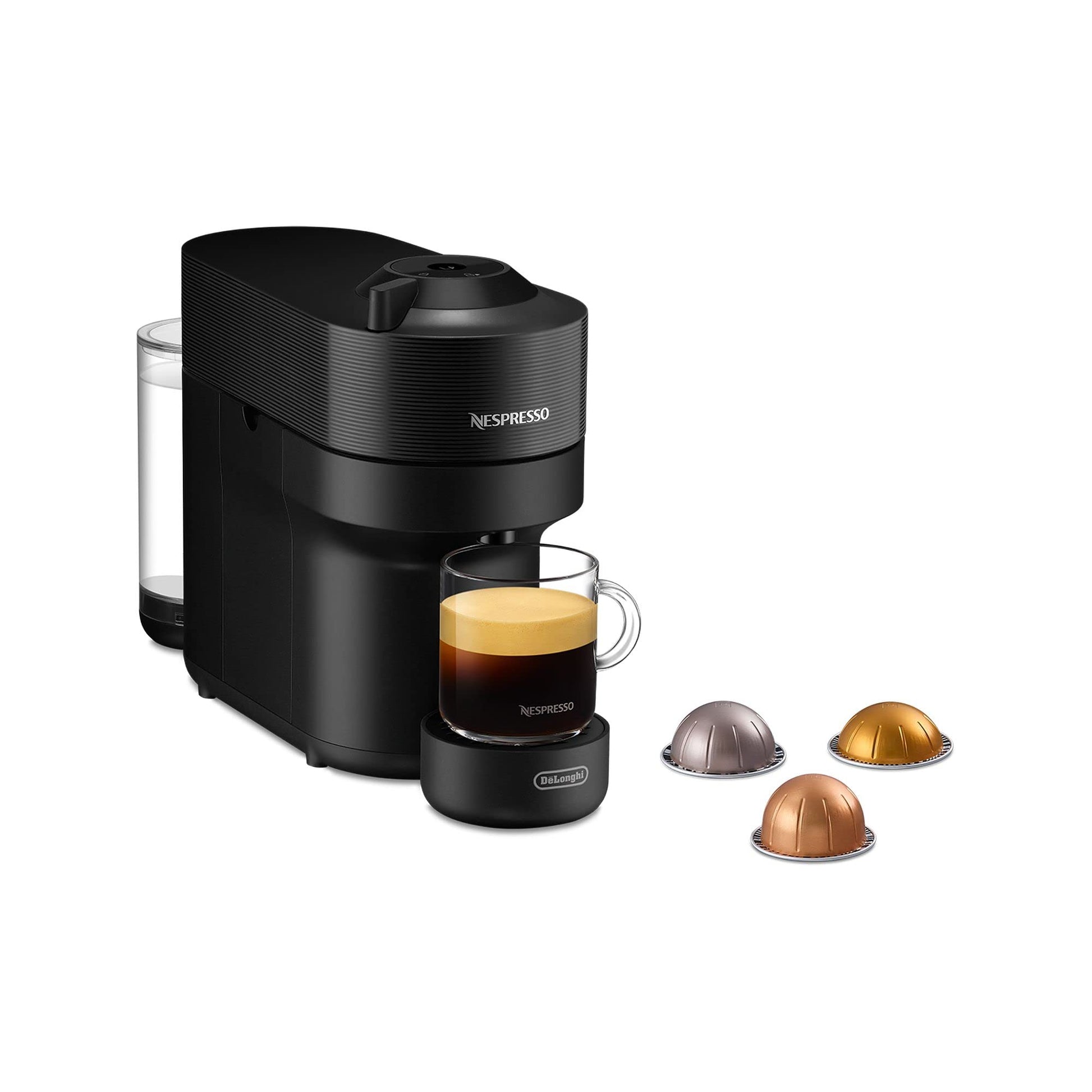 Nespresso De'Longhi Vertuo Pop ENV90.P Capsule Coffee Machine, Cold Brew Function, 4 Cup Sizes, Bluetooth & Wi-Fi Connectivity, 1 Cup Coffee Machine with Welcome Pack, Pink