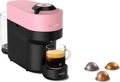 Nespresso De'Longhi Vertuo Pop ENV90.P Capsule Coffee Machine, Cold Brew Function, 4 Cup Sizes, Bluetooth & Wi-Fi Connectivity, 1 Cup Coffee Machine with Welcome Pack, Pink