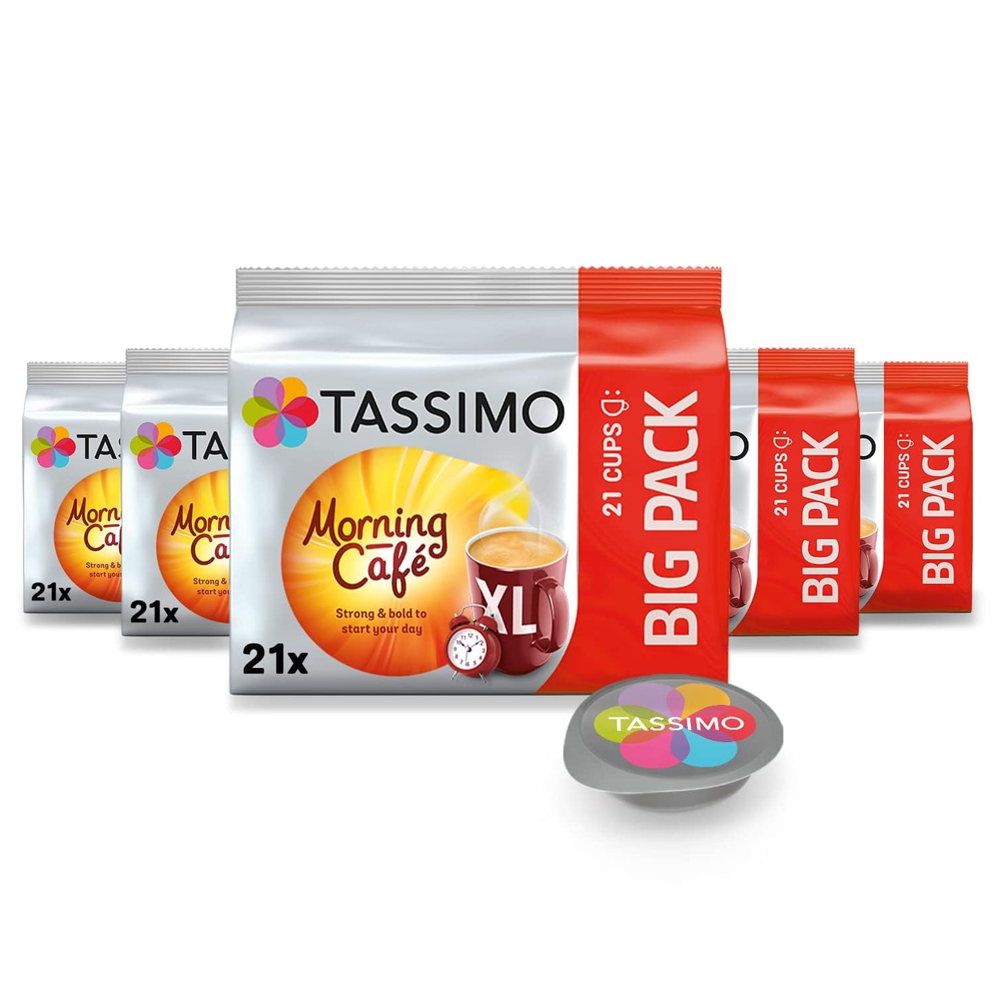 Tassimo Morning Café XL Mild & Smooth Capsules, 105 Coffee Capsules, Pack of 5, 5 x 21 Drinks