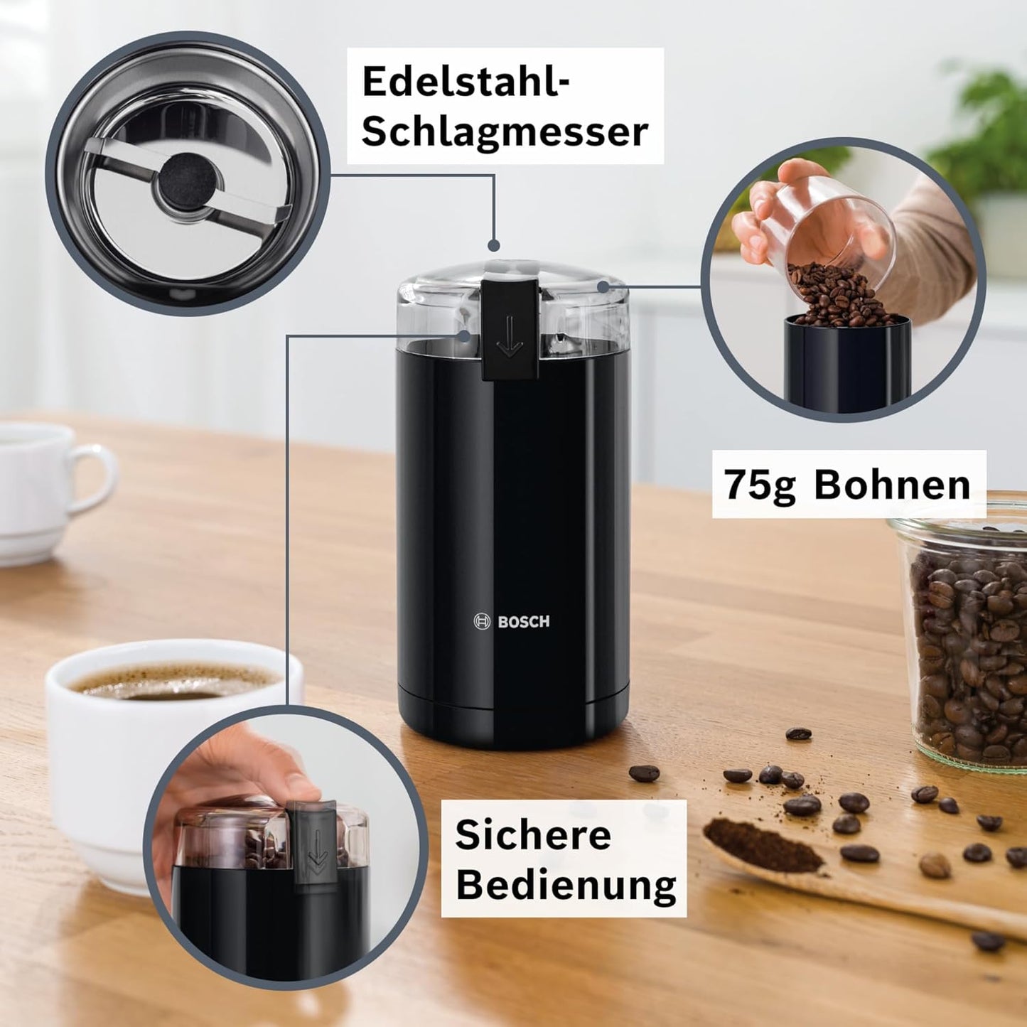 Bosch TSM6A013B Coffee Grinder, Black