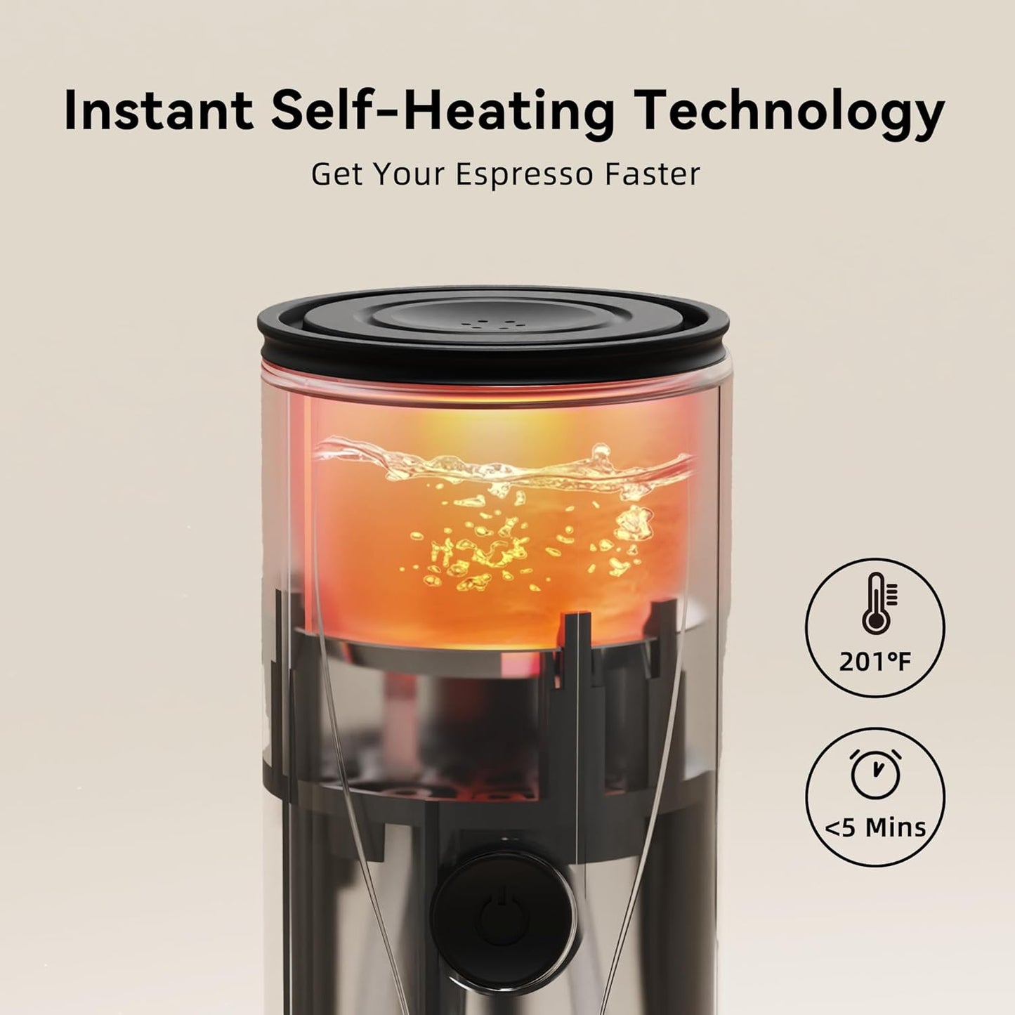 CERA+ Máquina de Espresso Eléctrica Portátil Auto-calentamiento en 3-4 minuti, compatible with ground coffee and NS capsule, with portable bag