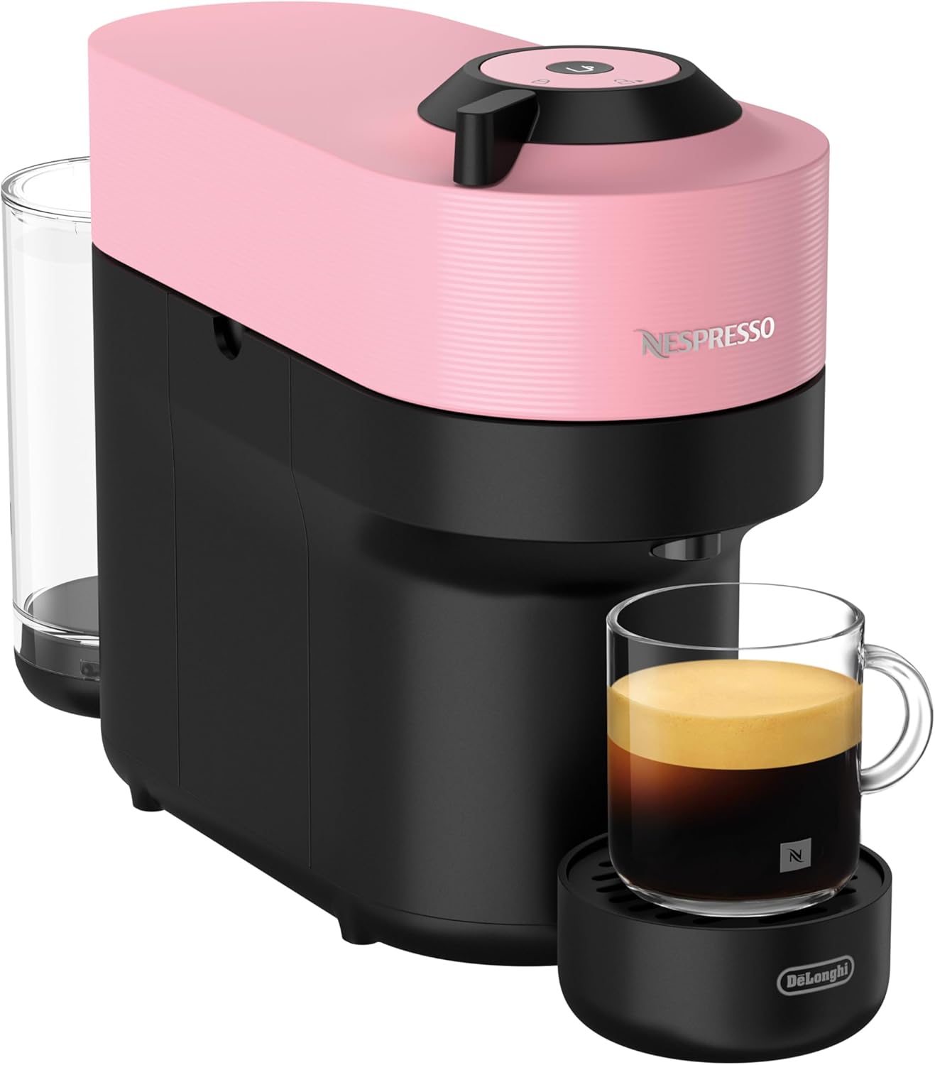 Nespresso De'Longhi Vertuo Pop ENV90.P Capsule Coffee Machine, Cold Brew Function, 4 Cup Sizes, Bluetooth & Wi-Fi Connectivity, 1 Cup Coffee Machine with Welcome Pack, Pink