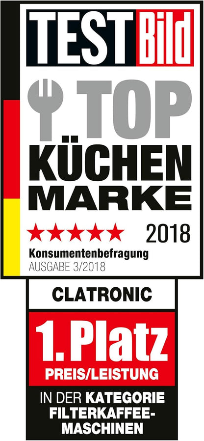 Clatronic KA 3733 1 Cup Coffee Machine Including Double-Walled Thermal Stainless Steel Mug, Aroma Closure Lid with Drinking Opening, 400 ml Capacity, Suitable for All Standard Cup Holders