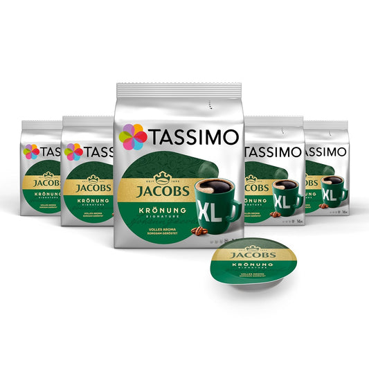 Tassimo Kapsülleri Jacobs Coronation XL, 80 Kahve Kapsülü, 5'li Paket, 5 x 16 İçecek (Ön Sipariş)