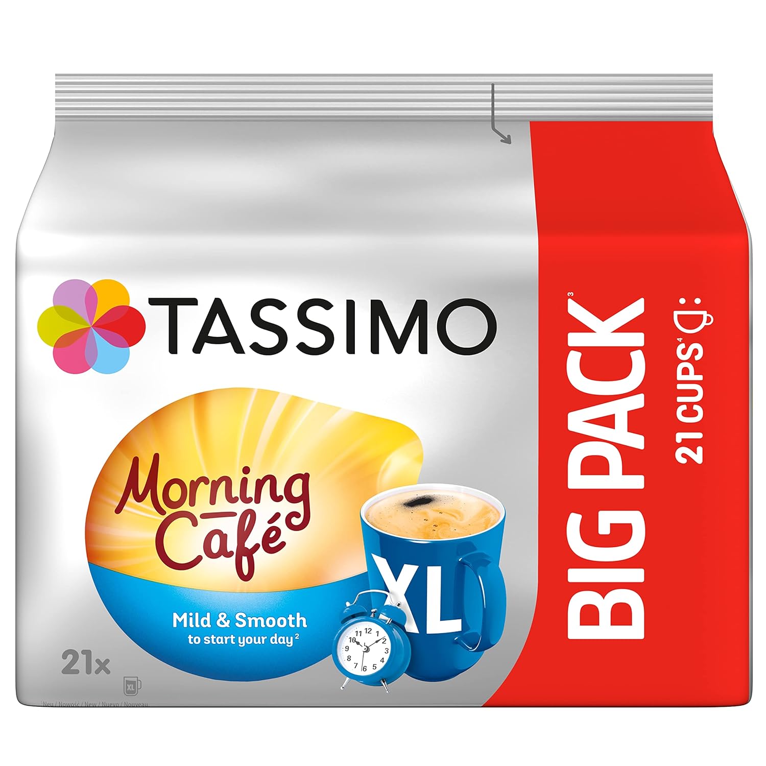 Tassimo Morning Café XL Mild & Smooth Capsules, 105 Coffee Capsules, Pack of 5, 5 x 21 Drinks