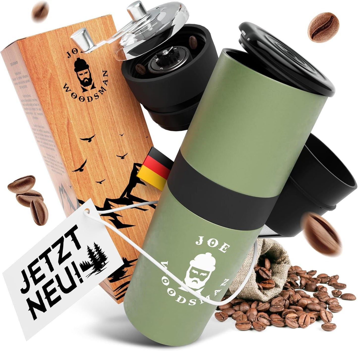 Joe WOODSMAN Travel Coffee Machine - All-in-One Mug and Coffee Machine for Hiking, Trekking, Camping and Festivals - Discover Now!