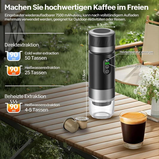 ÖN SİPARİŞ - Taşınabilir Outin Espresso Makinesi Kahve Makinesi, 3'ü 1 Arada Seyahat Kahve Makinesi, Elektrikli Isıtıcı, Şarj Edilebilir 12 V Kahve Makinesi, Espresso Kapsülleri ve Öğütülmüş Kahve ile Uyumlu (Yeşil)