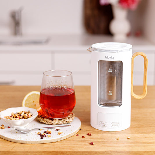 Biovita Kitty elektrikli su ısıtıcısı, 500 W, 0,5 L, cam/paslanmaz çelik, döner taban, dijital ekran, LED aydınlatma