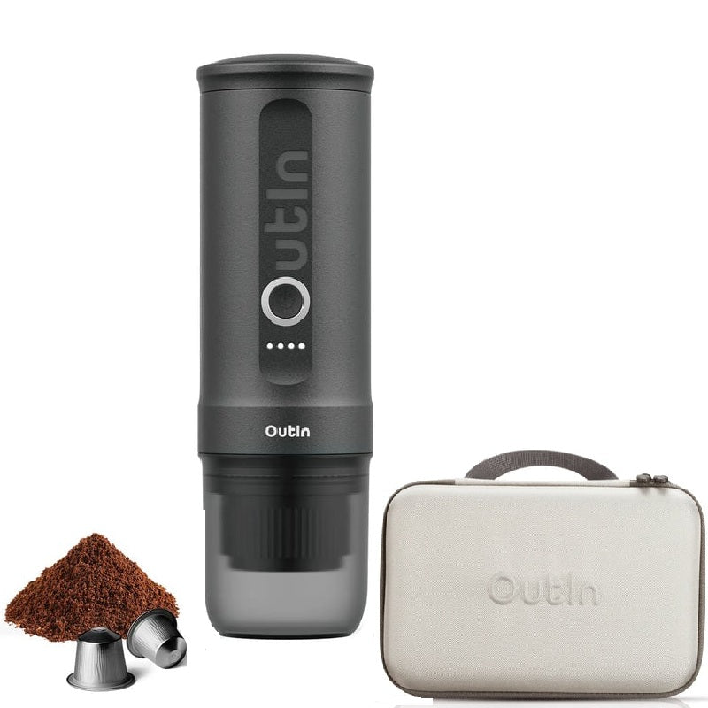 Outin Nano Taşınabilir Kahve Makinesi, Uzay Grisi + Kılıf