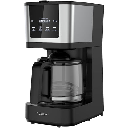 Tesla CMF200BX Kahve Makinesi, 900 W, Dijital Ekran, 1,25 L, Siyah/Paslanmaz Çelik