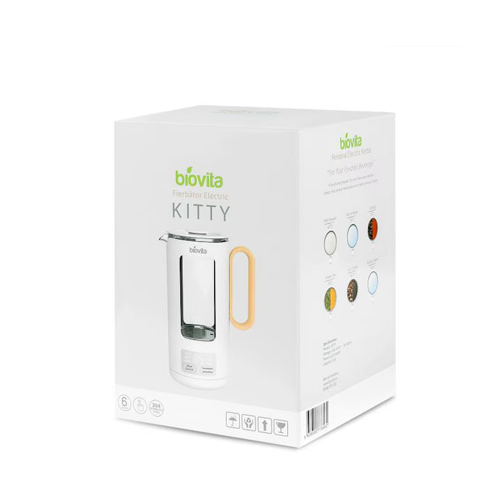 Biovita Kitty elektrikli su ısıtıcısı, 500 W, 0,5 L, cam/paslanmaz çelik, döner taban, dijital ekran, LED aydınlatma