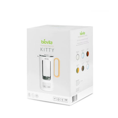 Biovita Kitty elektrikli su ısıtıcısı, 500 W, 0,5 L, cam/paslanmaz çelik, döner taban, dijital ekran, LED aydınlatma