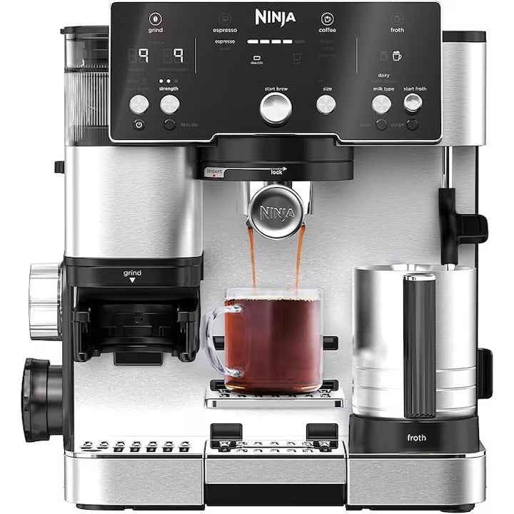 Kahve makinesi Ninja Luxe Essential ES501EU 2'si 1 arada, latte ve cappuccino için öğütücü ve köpürtücü ile