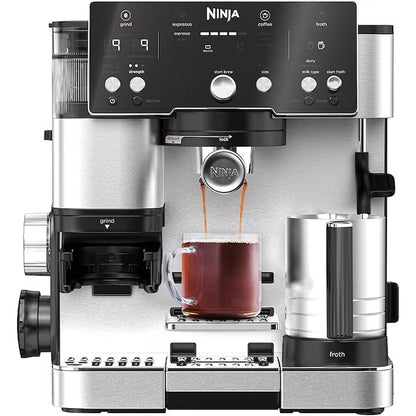 Kahve makinesi Ninja Luxe Essential ES501EU 2'si 1 arada, latte ve cappuccino için öğütücü ve köpürtücü ile