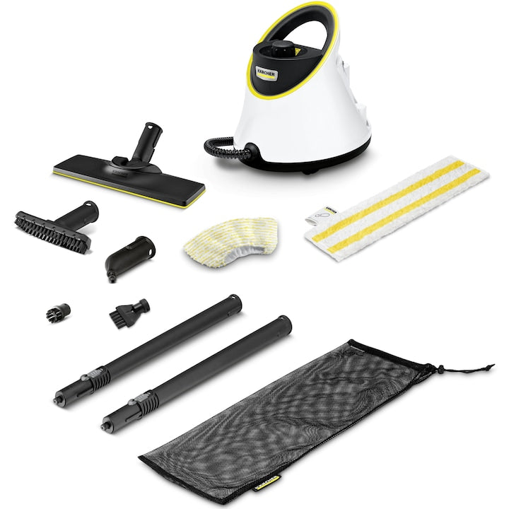 Buharlı temizleyici Karcher SC 2 Deluxe, 1.513-400.0, + tek kullanımlık paspas, 1500W, 3.2 bar, 1 l, Isınma süresi 6.5 dk, Beyaz/Siyah