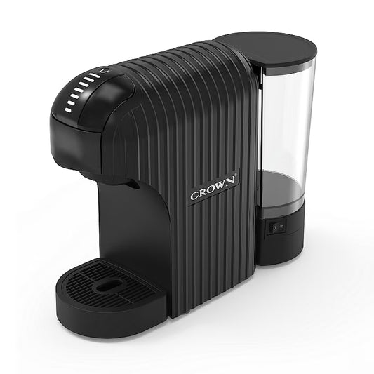 Crown CCM-1530B 7'si 1 arada Kapsül Kahve Makinesi, 20 Bar, 1400W, 7 farklı kapsül adaptörüyle çalışma sistemi, Dokunmatik ekran, Siyah