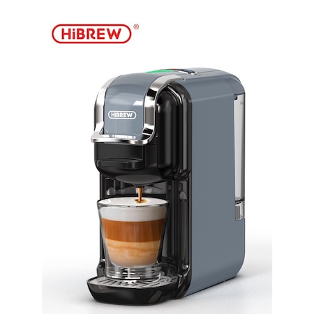 Universal 5'i 1 arada kahve makinesi HiBREW H2B, 19 bar, 1450W, 600ml, Termoblok, Nespresso kapsülleri, Dolce Gusto, KCup, ESE kapsülleri ve öğütülmüş kahve ile uyumlu, gri