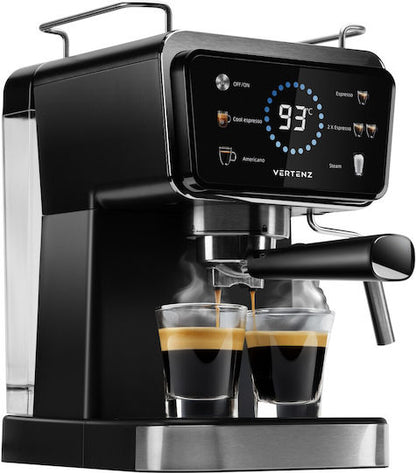 Vertenz Puro 40 kahve makinesi, 20 bar, 1350 W, termoblok ısıtma sistemi, soğuk espresso hazırlama imkanı, 5 çeşit içecek, Siyah